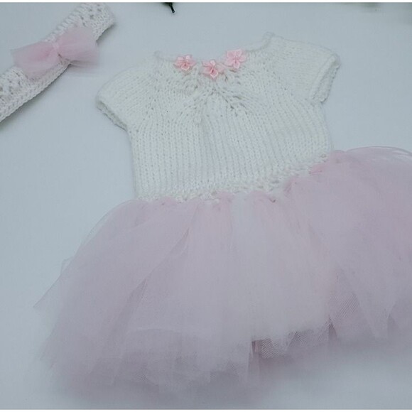 Handmade Baby Pink and White Tutu Dress Set With Headband - Picture 1 of 7